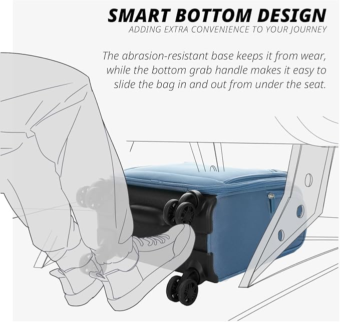 Verage Under Seat Luggage with Wheels, Softside Small Suitcase Spinner Carry On - Image 8