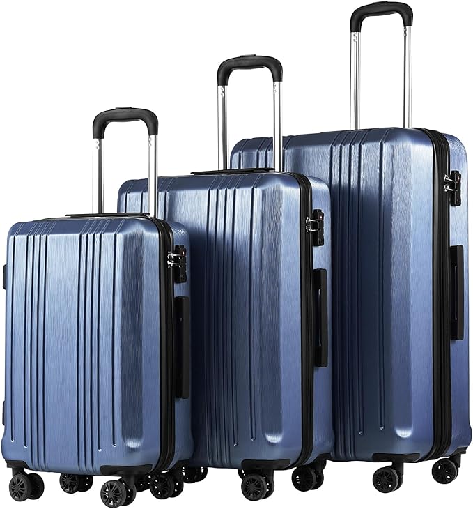 Coolife Luggage Expandable Suitcase PC+ABS 3 Piece Set by COOLIFE