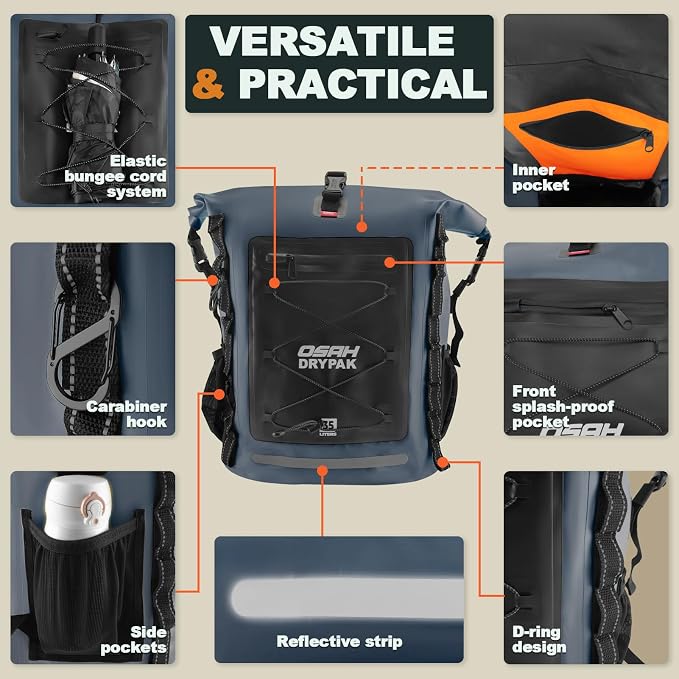Waterproof Backpack Dry Bag 35L/55L/85L – Heavy Duty Roll-Top Hiking Backpack - Image 3