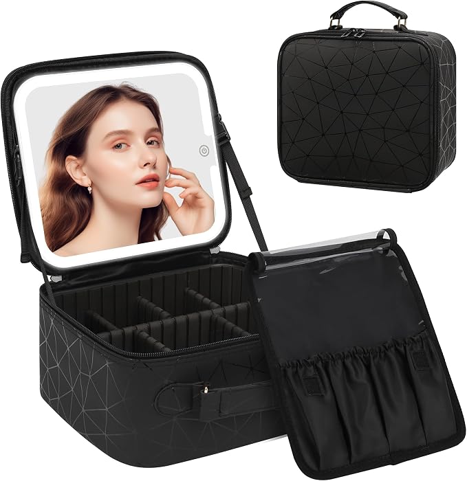 Chomeiu Makeup Bag with LED Mirror, Cute Cosmetic Bags Birthday Gifts by Chomeiu