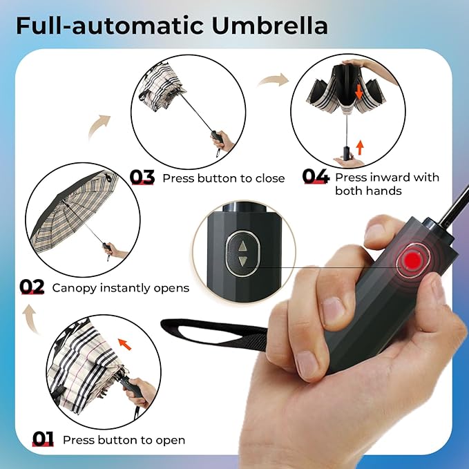 LLanxiry Compact Travel Umbrella, Mini Windproof Umbrellas - Image 5