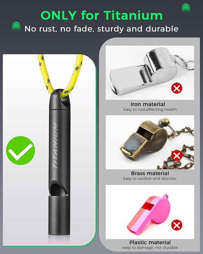 Titanium Emergency Whistle, Survival Safety Whistles - Image 2