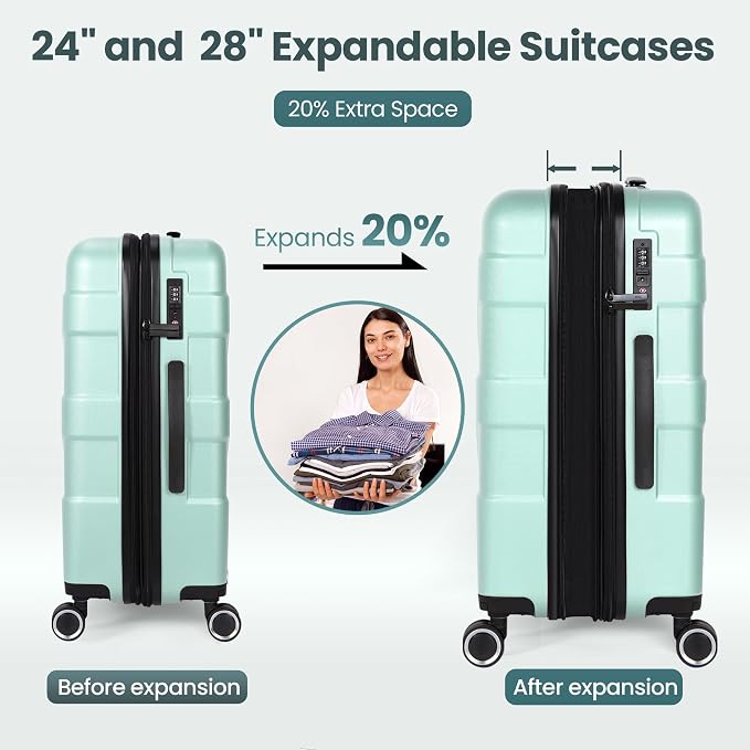 Luggage Sets 3 Piece with Spinner Wheel, Hardside Suitcase Set with TSA Lock - Image 4