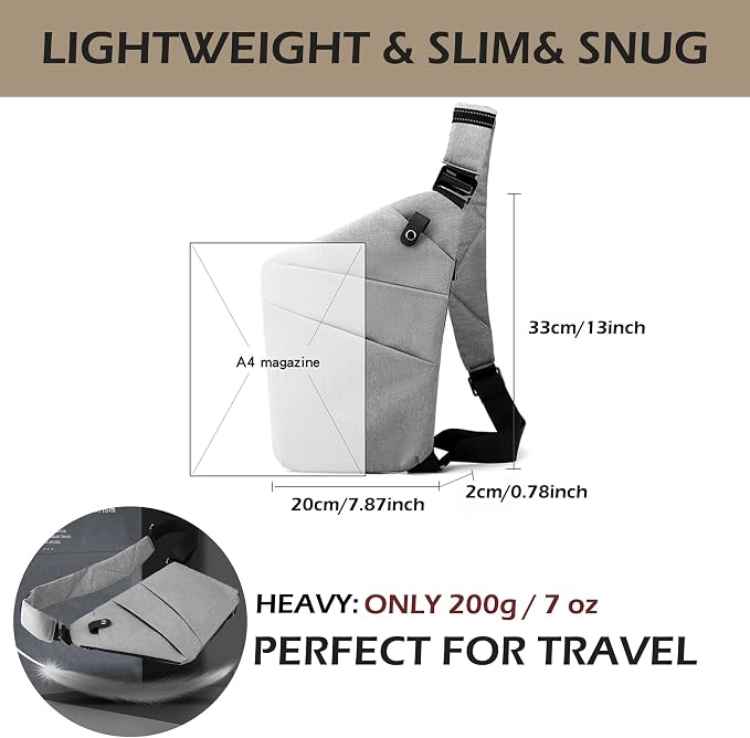 Anti Theft Crossbody Bags for Women Men, Slim Sling Purse - Image 3
