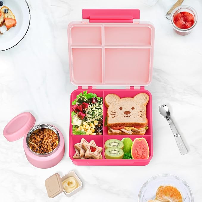 Kids Bento Lunch Box with 8oz Soup Thermo, Kids Leakproof Lunch Food Containers - Image 4