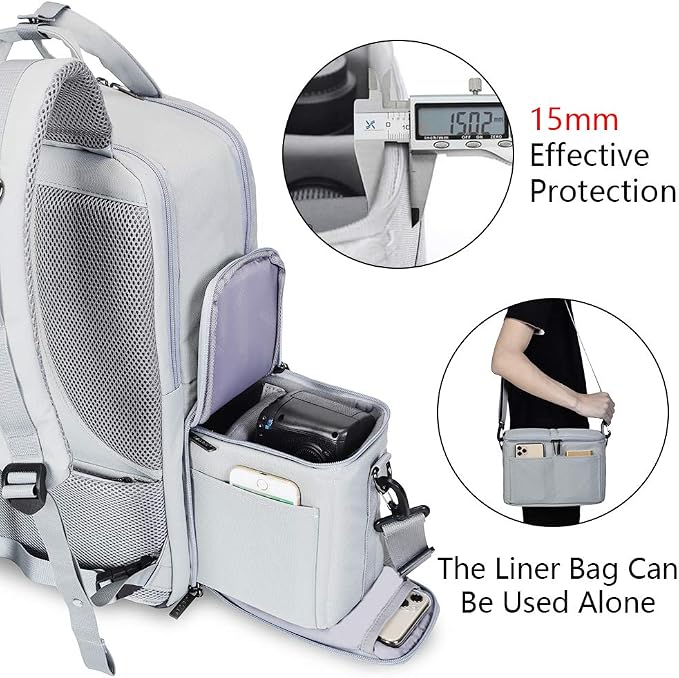CADeN Camera Backpack w/ 15.6" Laptop Compartment, USB Charge Port, Tripod - Image 3