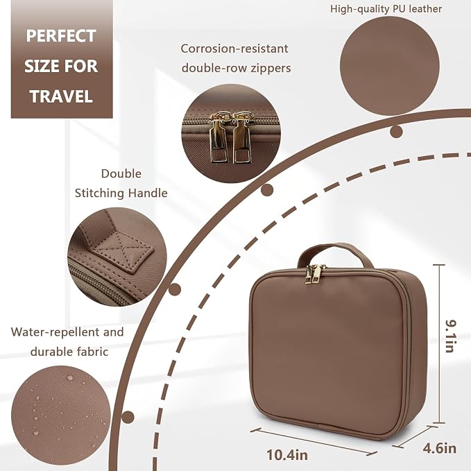 Travel Makeup Bag with LED Lighted Mirror, Travel Makeup Organizer, 3 Color - Image 3