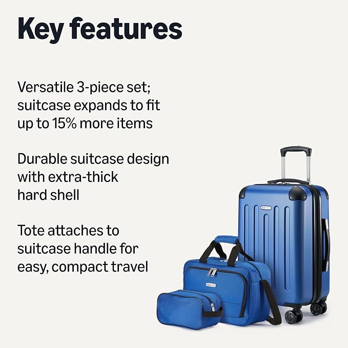 Amazon Basics 3-Piece Luggage Set, Including Carry-On Luggage, and 10" Compact - Image 2