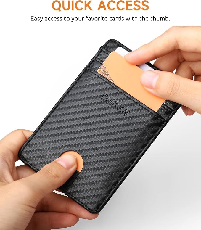 Buffway Mens Slim Wallet, Minimalist Thin Front Pocket Leather Credit Card - Image 3