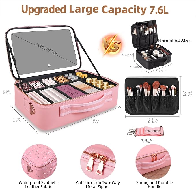 15"×11" Large Pink Makeup Bag - Image 2