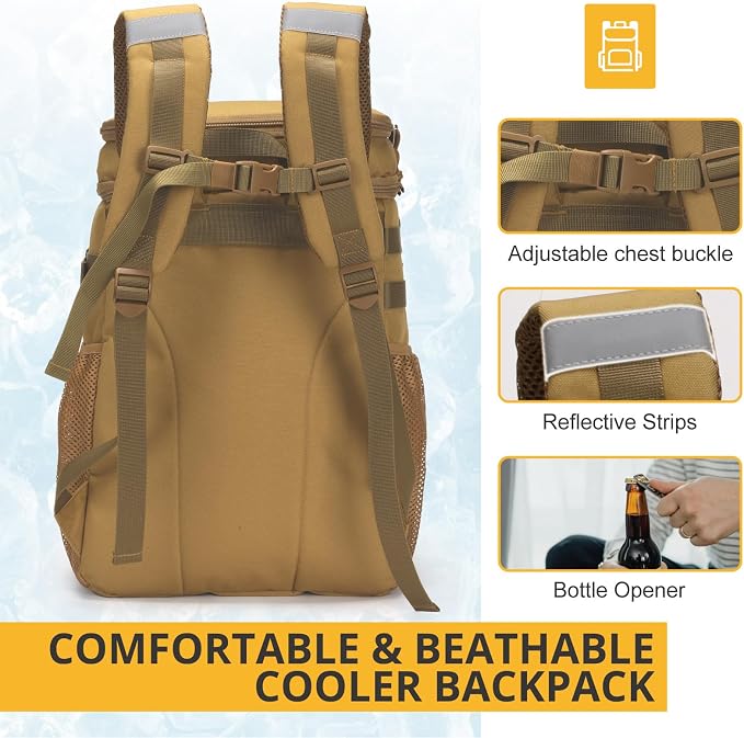 Tactical Backpack Cooler, Soft Lightweight Leakproof Cooler Backpack, Insulated - Image 7
