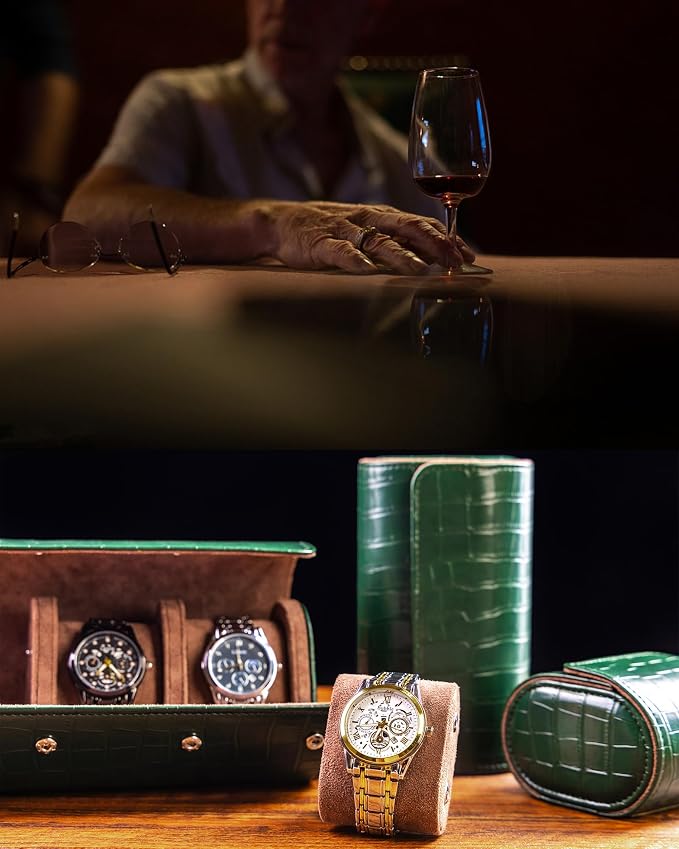 MR.OKAY 3 Watch Travel Case-Classic Leather Watch Case - Image 4
