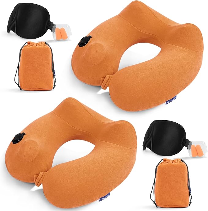 2 Pack Inflatable Travel Neck Pillows by Glyzia