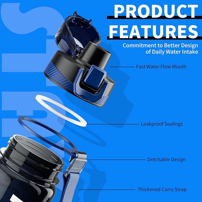 Water Bottle, 32 oz Motivational Water Bottles - Image 3