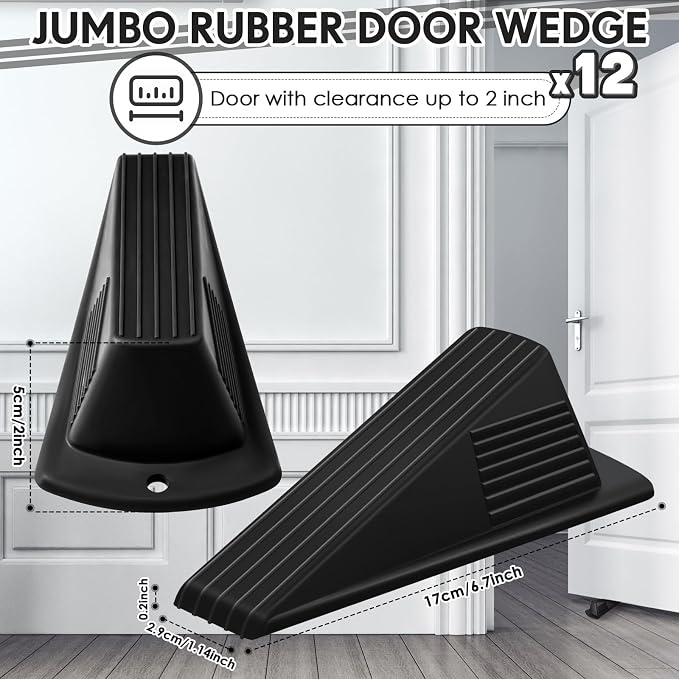 Frienda 12 Pcs Jumbo Door Stoppers Heavy Duty Door Stopper Tall up to 2inch - Image 2