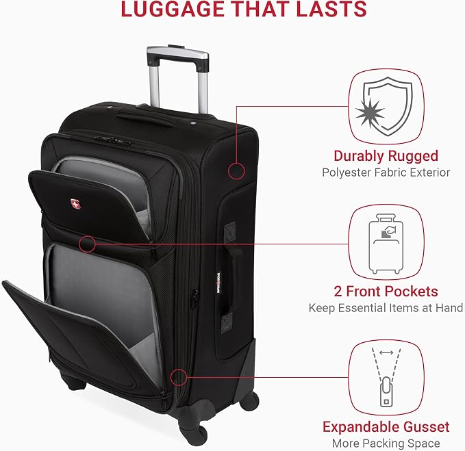 SwissGear Sion Softside Expandable Luggage, Checked-Medium 25-Inch - Image 4