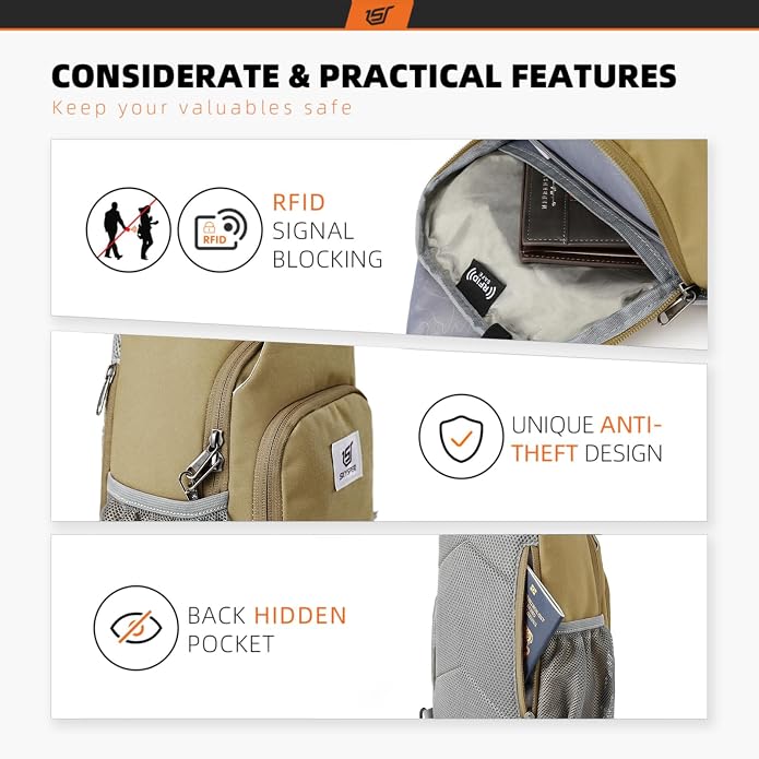 SKYSPER Sling Bag RFID Crossbody Sling Backpack Cross Body Shoulder Bag Travel - Image 3