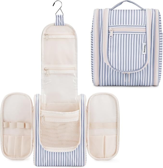 Narwey Small Striped Hanging Travel Toiletry Bag by Narwey