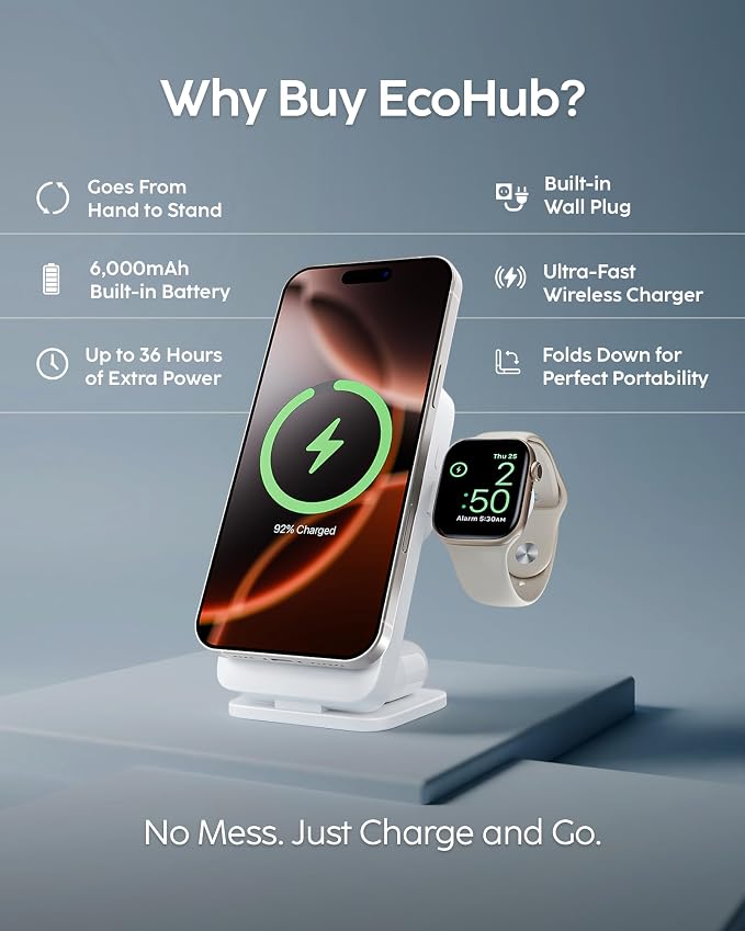 myCharge EcoHub 3 in 1 Apple Charging Station & Magsafe Battery Pack | Wireless - Image 7
