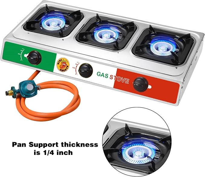 Vivicreate 3 Burner Propane Gas Stove 30000 BTU Stainless Steel Cooktop - Image 4