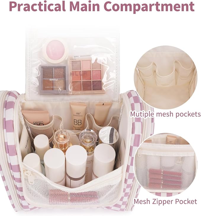Narwey Checked Hanging Travel Toiletry Bag - Image 3