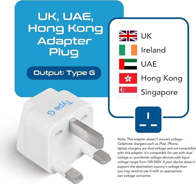 Ceptics UK, Hong Kong, UAE Travel Plug Adapter - Image 2