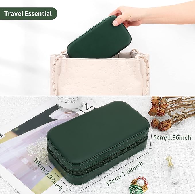 DesignSter Travel Jewelry Box, PU Leather Portable Jewelry Case, Small Jewelry - Image 5