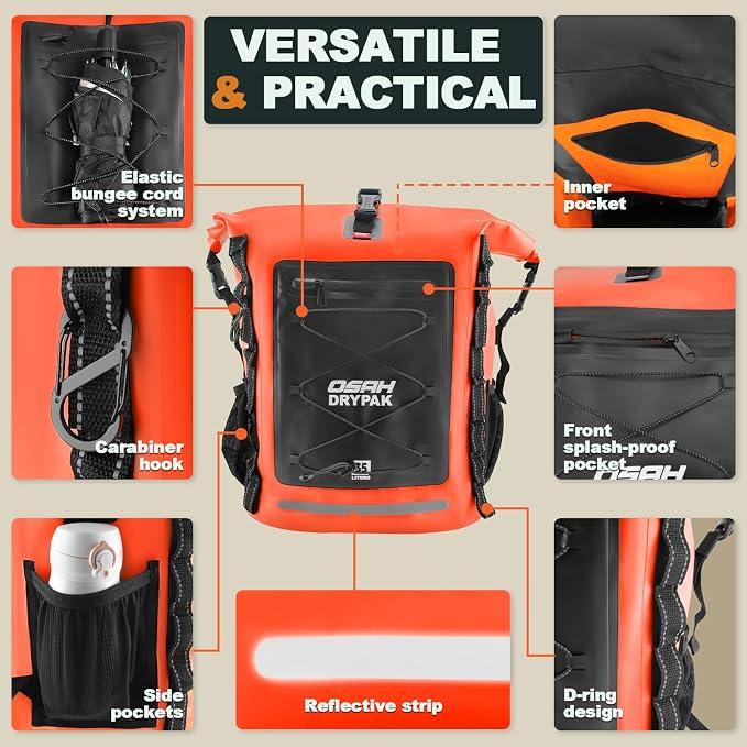 Waterproof Backpack Dry Bag 35L/55L/85L– Heavy Duty Roll-Top Hiking Backpack - Image 3
