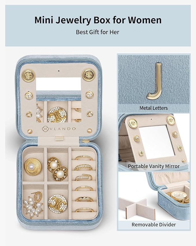 Vlando Birthday Gifts for Women Friendship, Personalized Initial Jewelry Box - Image 4