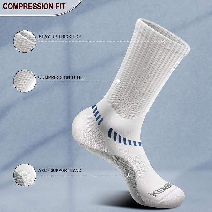 BULLIANT Compression Socks for Men 6Pairs, Athletic Crew Socks Cushioned For - Image 4