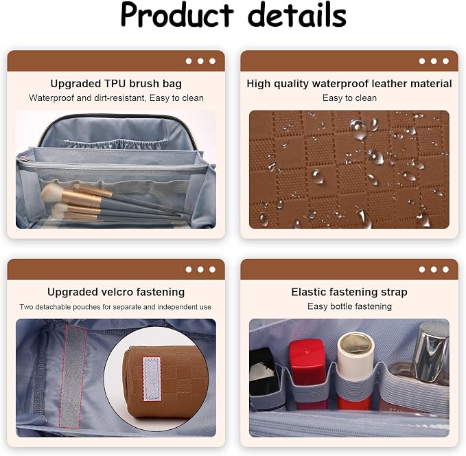 Travel Makeup Bag Organizer Cosmetic Bag: 3 Pcs Set Make up Bags - Image 4