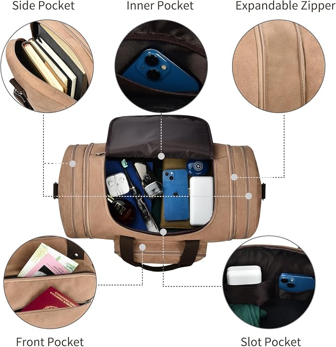 Dimayar Expandable Duffle Bag for Men, 50L Large-Capacity Weekender, - Image 3