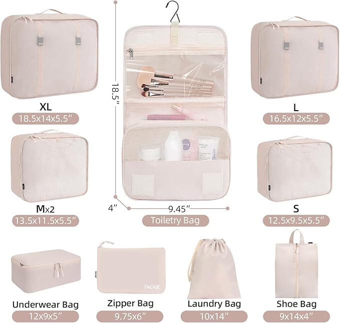 BAGAIL 6 Set/8 Set/10 Set Packing Cubes Various Sizes Packing Organizer - Image 2