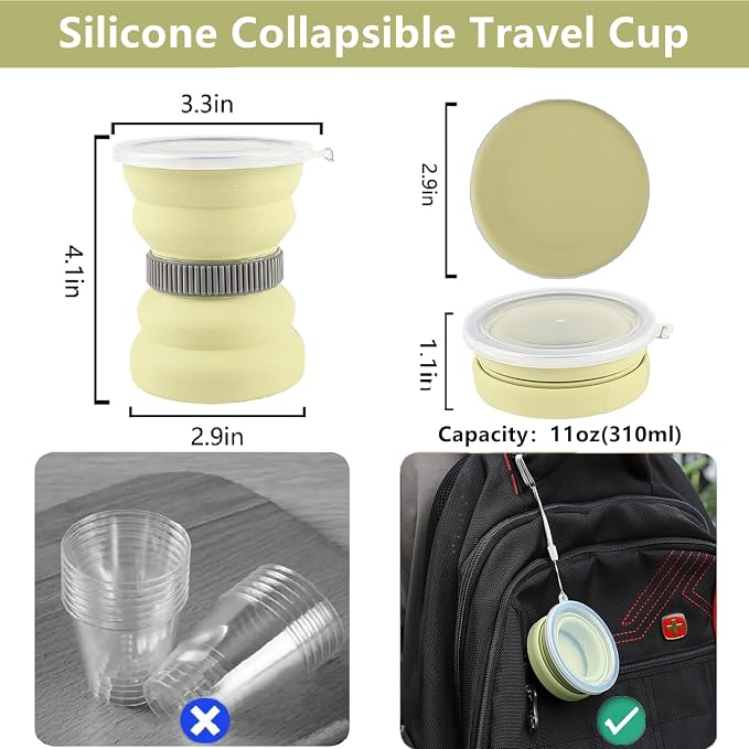 IYYI Collapsible Travel Cup, 10.5oz Foldable Cup - Image 5