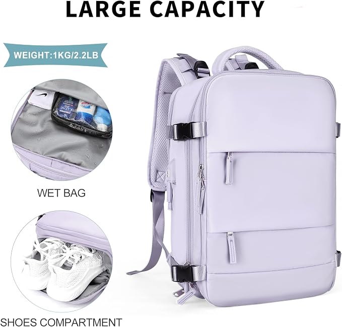 coowoz Large Travel Backpack For Women Men, Carry On Backpack, Hiking Backpack - Image 4