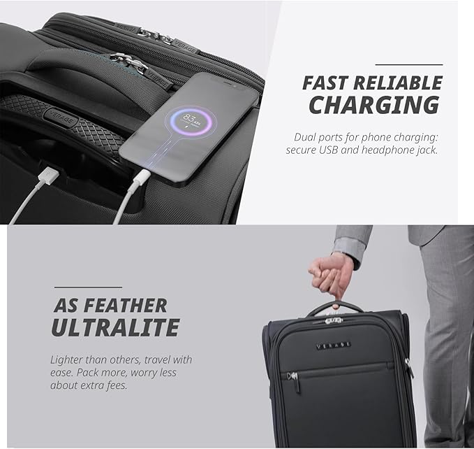 Verage Under Seat Luggage with Wheels, Softside Small Suitcase Spinner Carry On - Image 6