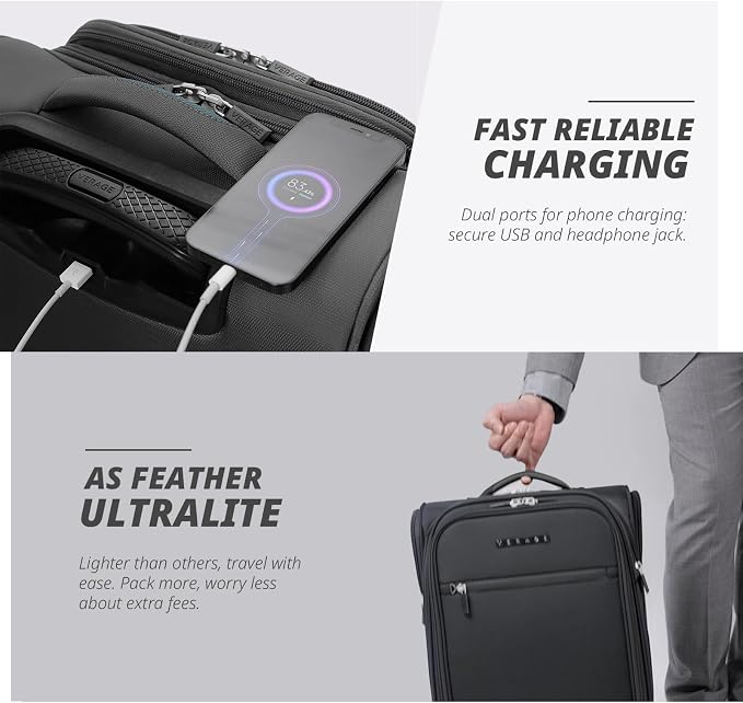 Verage Under Seat Luggage with Wheels, Softside Small Suitcase Spinner Carry On - Image 4