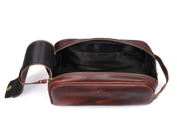 10" Premium Leather Toiletry Travel Pouch - Image 7