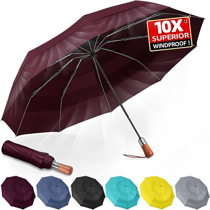 3T Wind Armor Travel Umbrella Compact Easy Auto Open Close Folding Umbrellas - Image 9