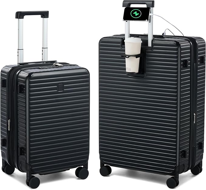 Hard Shell Suitcases Expandable Travel Luggage Sets 2 Piece, Carry on and Check by HanTrip