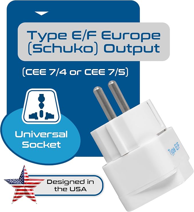 Ceptics Schuko, Germany France Travel Power Adapter, Grounded European Plug - Image 7