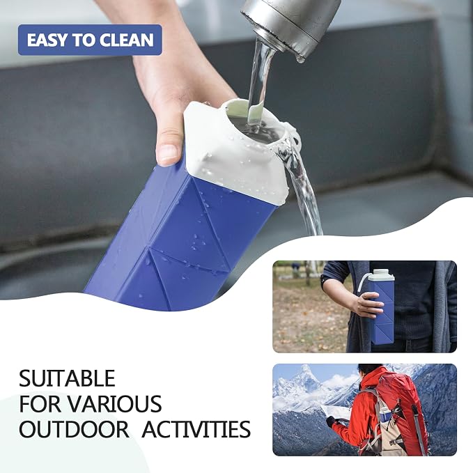 24oz Collapsible Water Bottles, Foodgrade BPA Free Reusable Foldable Water - Image 5