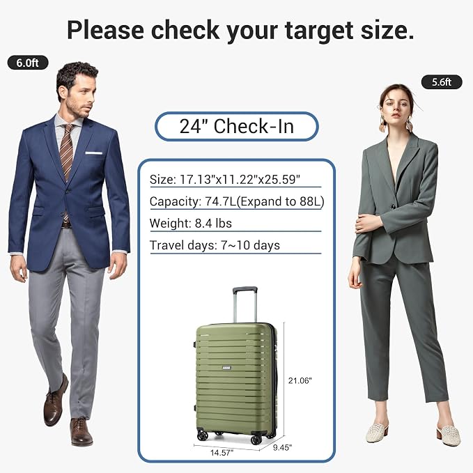 Kono 24 Inch Expandable Luggage Suitcase - Image 8