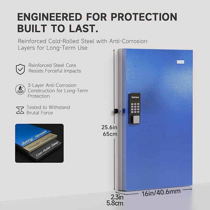 WeHere 96 Key Lock Box Wall Mount, APP Bluetooth/Wi-Fi Remote/One Time Password - Image 2