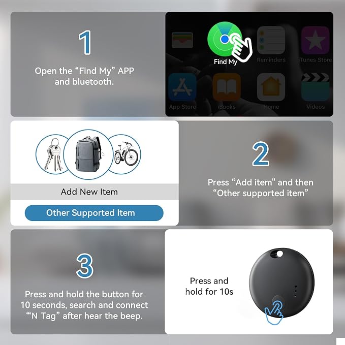 Air Tracker Tag-4 Pack, Smart Bluetooth Tracker, Smart Tag Item Finders Works - Image 5