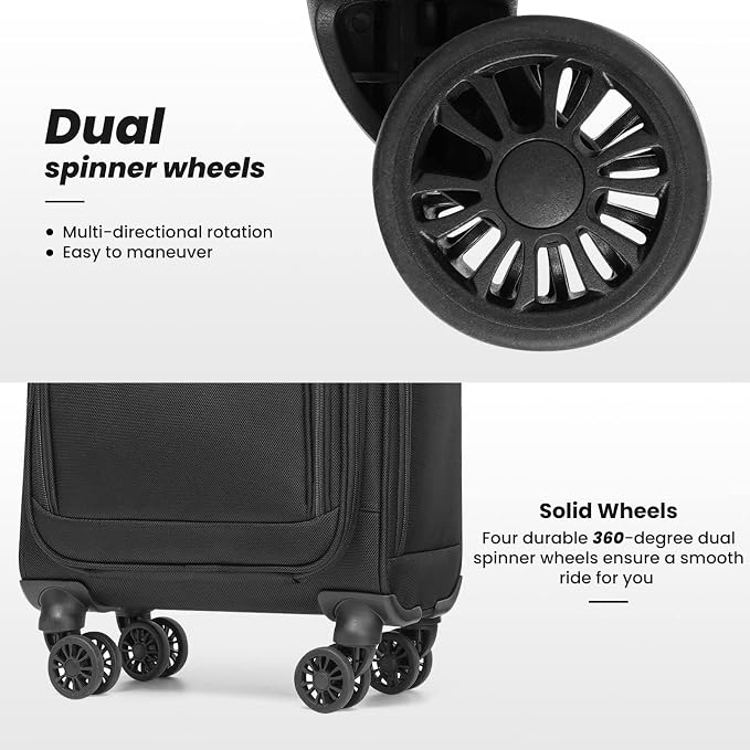 Coolife Underseat Carry On Luggage Suitcase Softside Lightweight Rolling Travel - Image 6