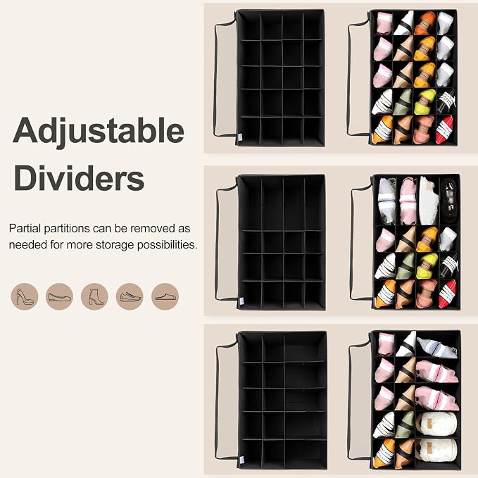 Shoe Organizer for Closet 2 Pack, Foldable Shoe Box - Image 4