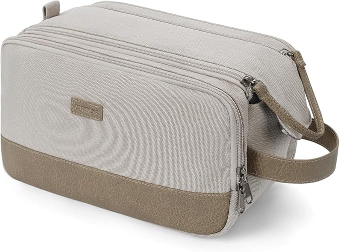 WANDF Toiletry Bag for Men Travel Toiletry Organizer Canvas and Leather Dopp by WANDF