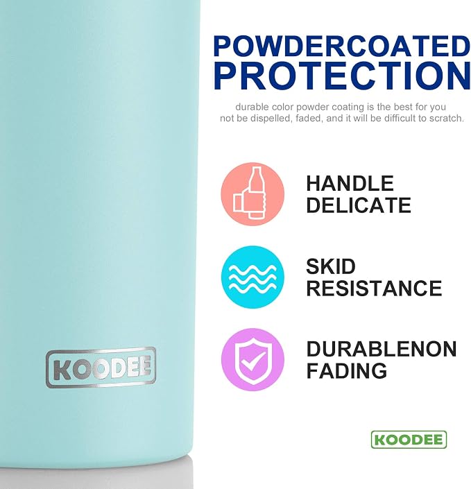 koodee 20 oz Tumbler with Lid and Straw-2 Pack Stainless Steel Insulated Skinny - Image 2