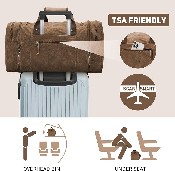 Wildroad Waxed Canvas Genuine Leather 50L Waterproof Duffle Bag - Image 7